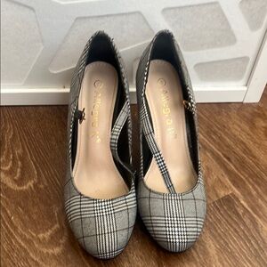 Allegra K Gray Plaid Heels Elegant and Versatile